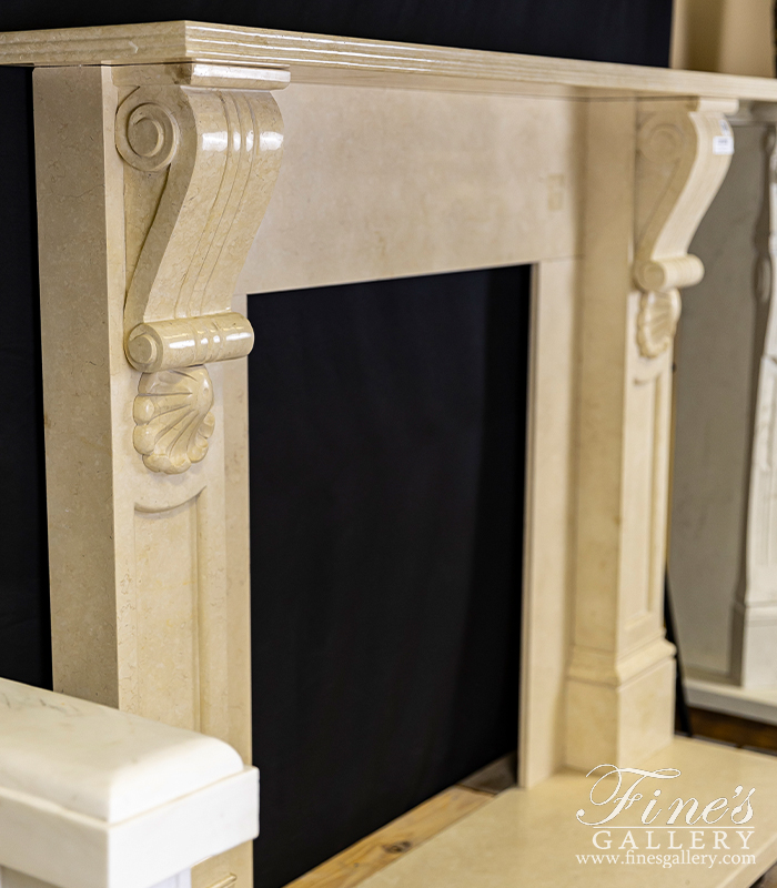 Marble Fireplaces  - Victorian Style Mantel In Polished Galala Marble - MFP-2644